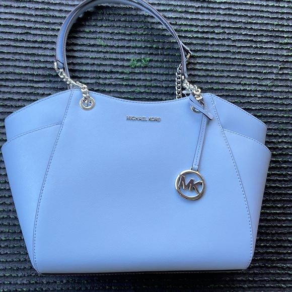 Michael Kors Handbags - MICHAEL KORS LARGE CHAIN SHOULDER TOTE PALE BLUE COLOR